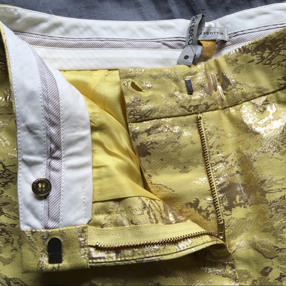 Leifsdottir Anthropologie Gold Brocade Shorts 4 6 - Picture 3 of 12